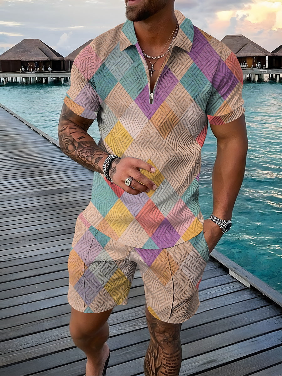 Casual Short Sleeve Shirt and Pants Set