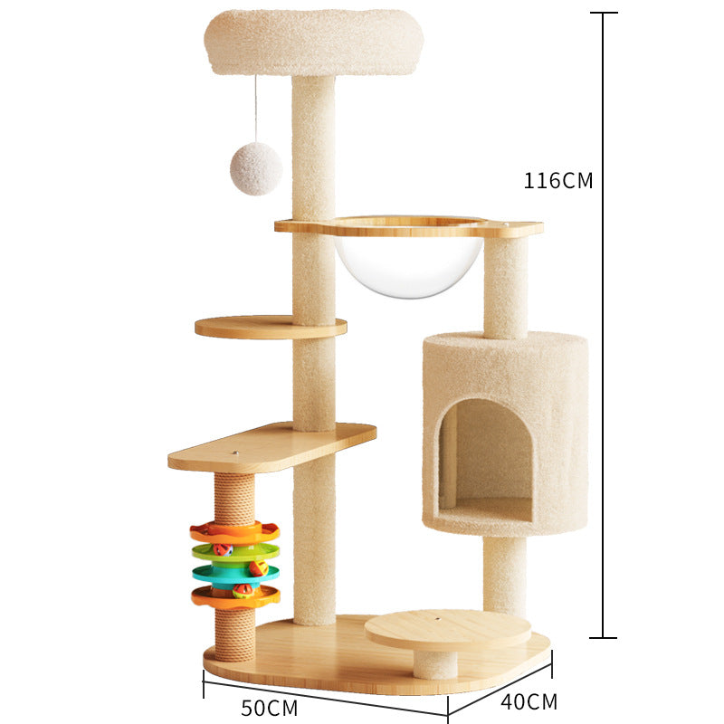 Torre para gatos con postes rascadores y cama