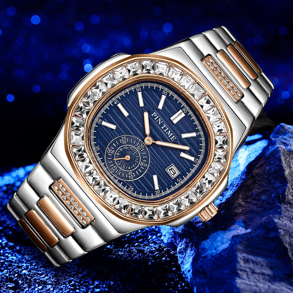 Reloj de cuarzo con acento de diamante para hombre