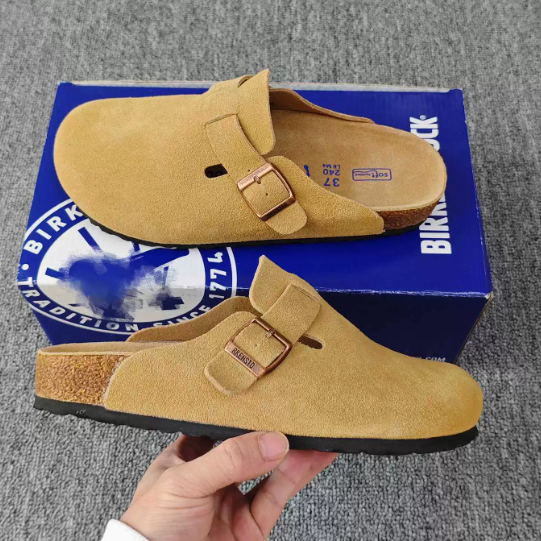Zapatos sin cordones de cuero genuino para la cama de corcho