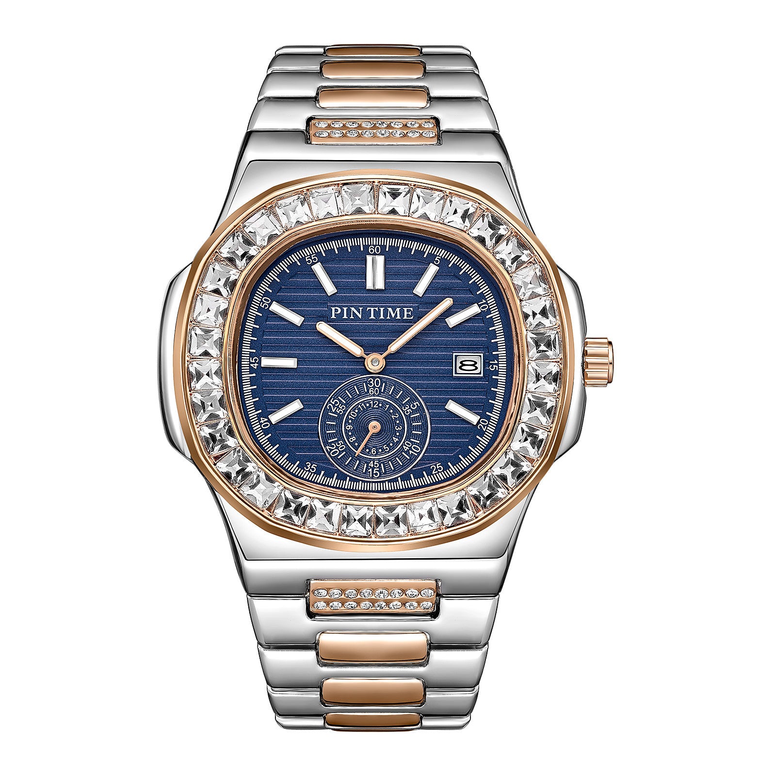 Reloj de cuarzo con acento de diamante para hombre