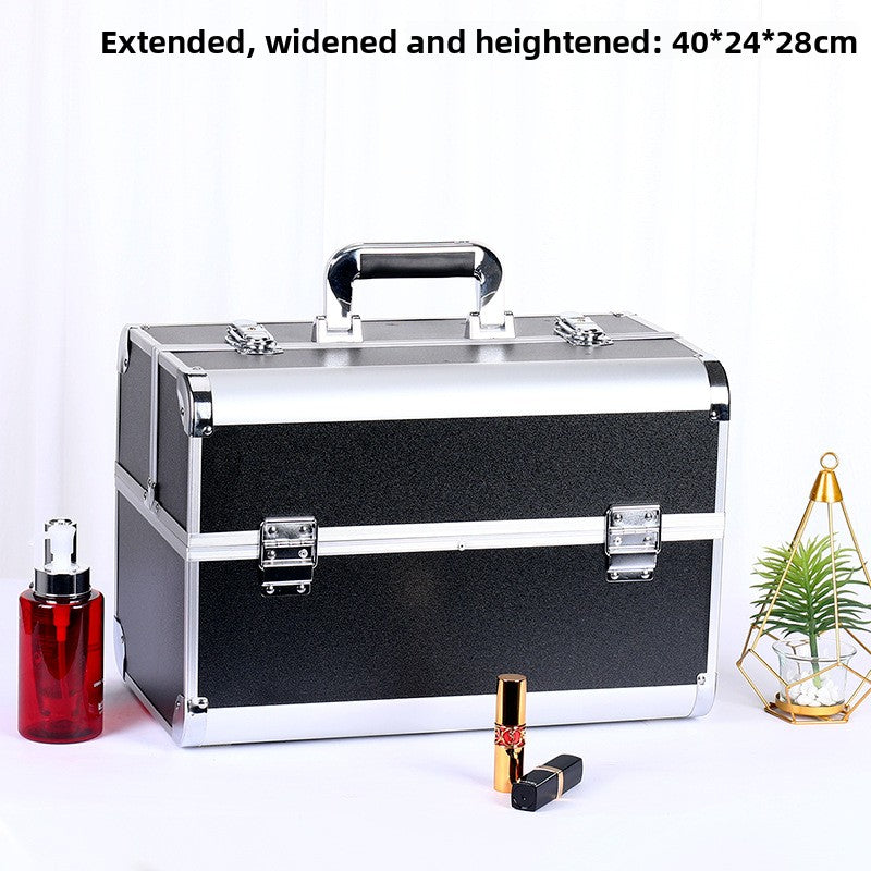 Caja de almacenamiento de maquillaje profesional de aleación de aluminio para herramientas de belleza