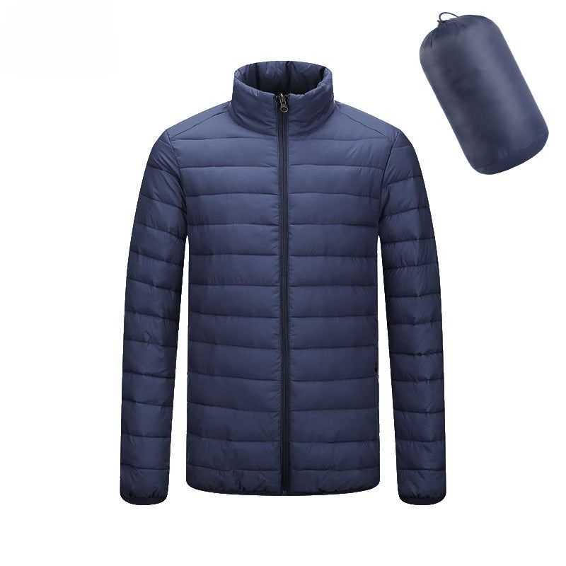 Chaqueta acolchada de algodón con cuello alto y capucha para hombre