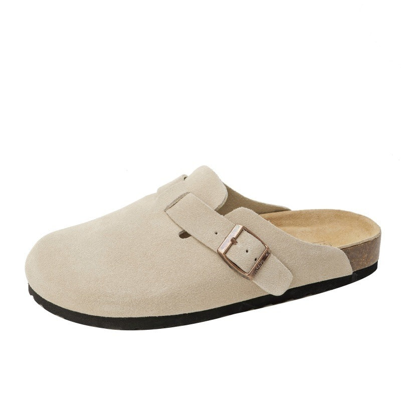 Zapatos sin cordones de cuero genuino para la cama de corcho