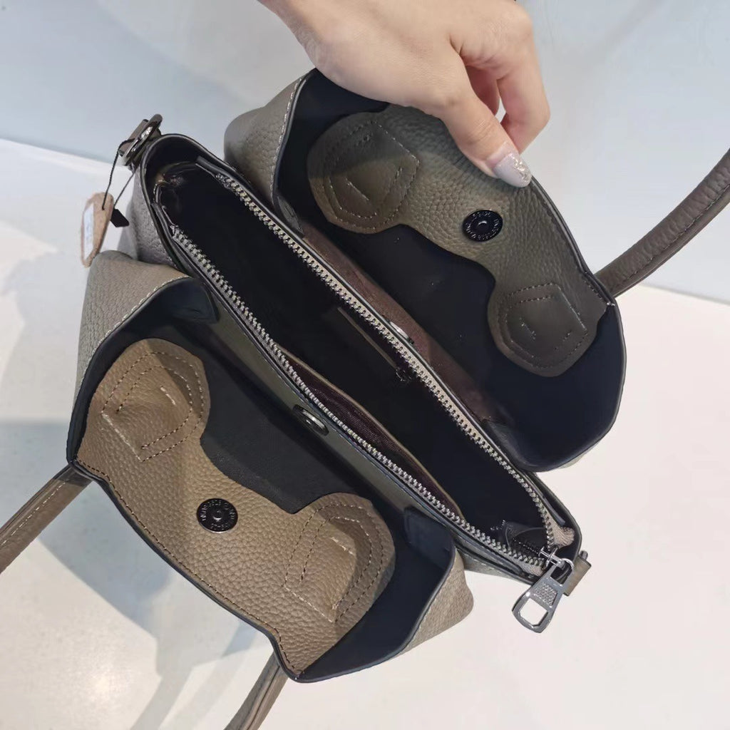 Genuine Leather Women Crossbody Bucket Bag