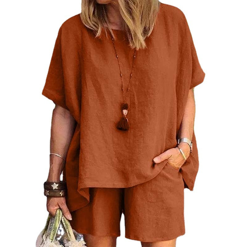 Conjunto de camisa y pantalones cortos casuales para mujer