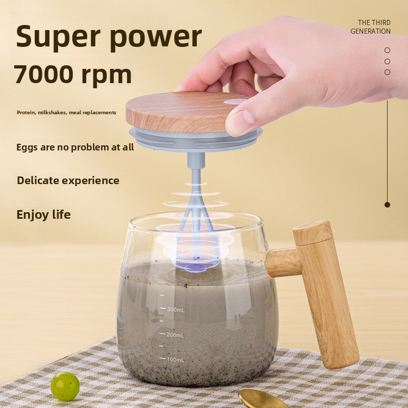 Taza de vidrio de mezcla eléctrica automática con posavasos de calentamiento
