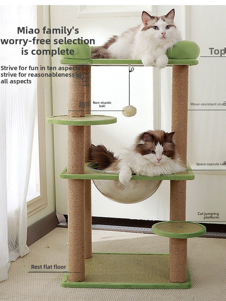 Cama de gato de doble capa y marco de escalada