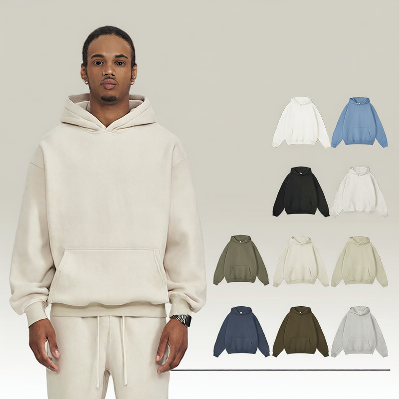 Sudadera con capucha de gran tamaño forrado de vellón para hombre