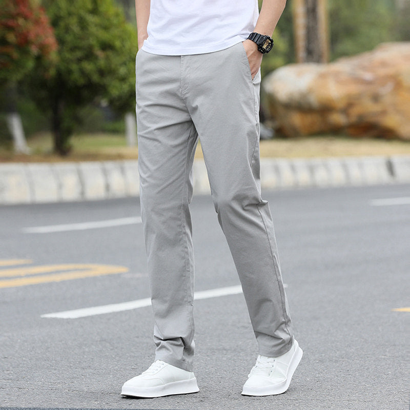 Men's Casual Cotton Stretch Straight-Leg Pants