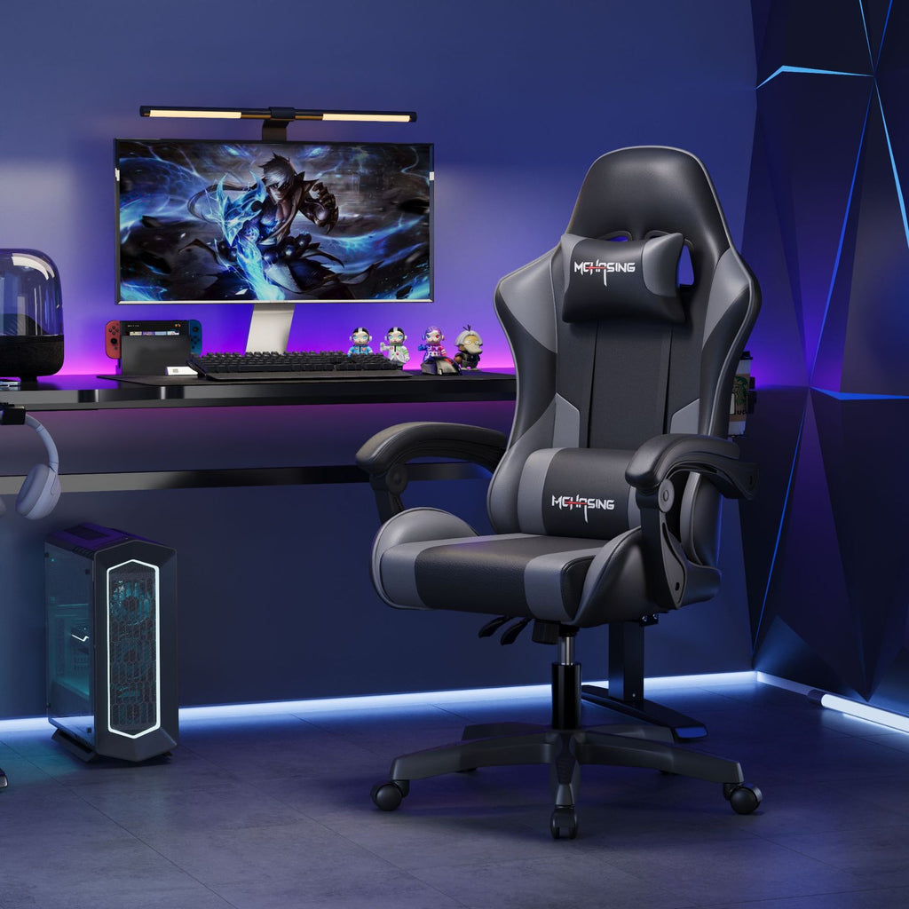 Silla ergonómica para juegos giratoria de cuero PU