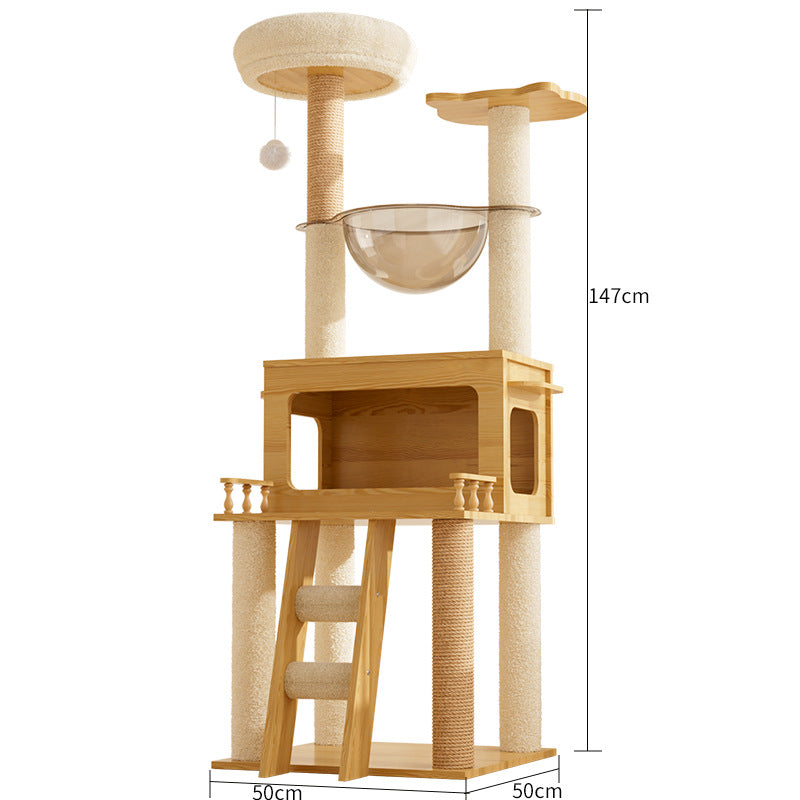 Torre para gatos con postes rascadores y cama