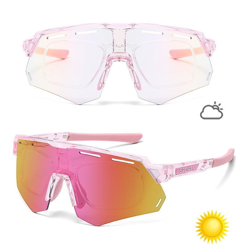 Gafas de sol deportivas que cambian de color para ciclismo y carrera