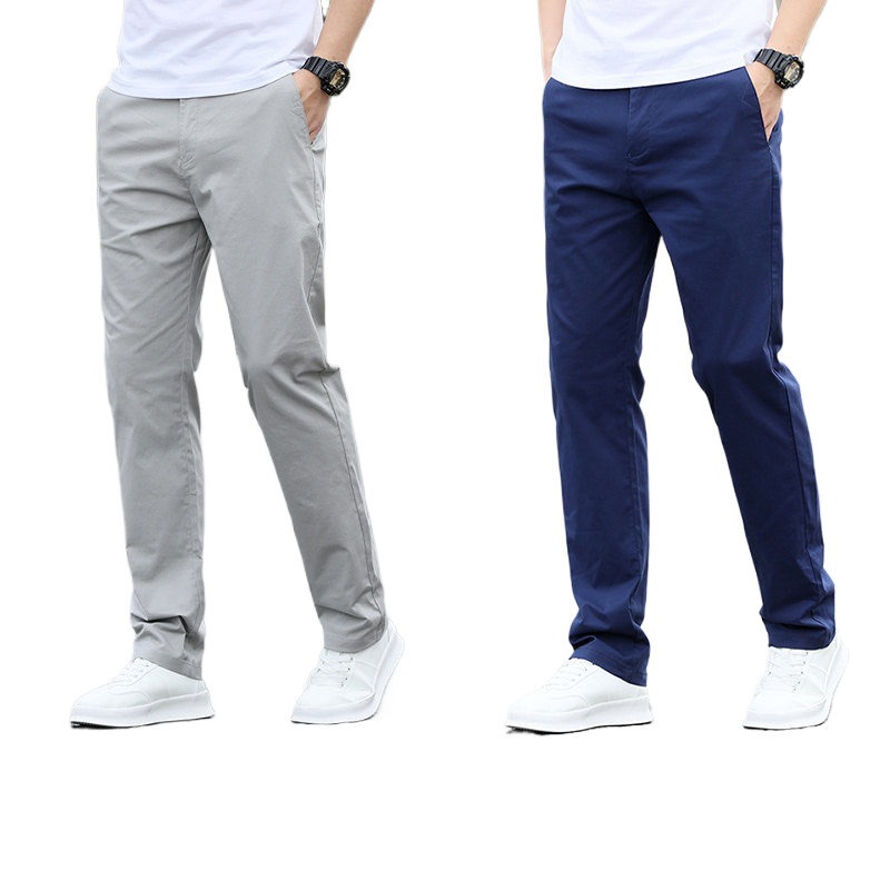Men's Casual Cotton Stretch Straight-Leg Pants