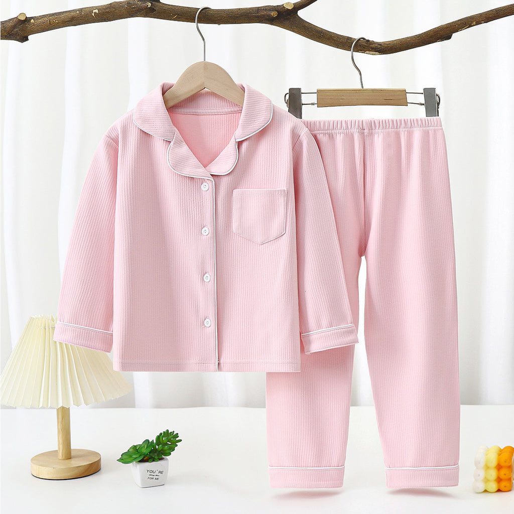 Conjunto de pijama de solapa de manga larga para niños