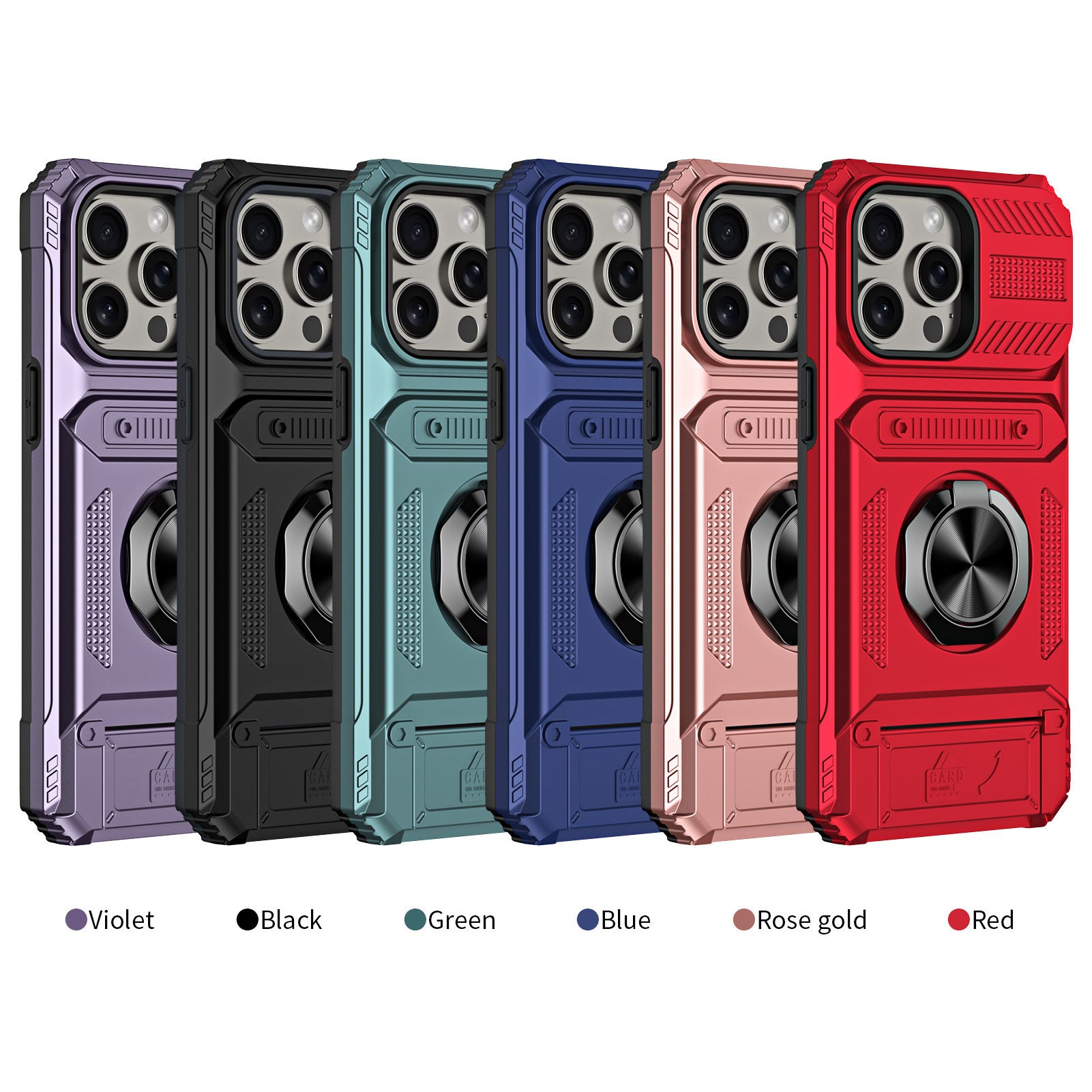 Funda magnética para teléfono con ranura para tarjeta y soporte para anillo