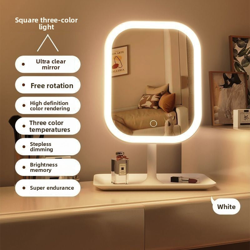 Espejo de maquillaje inteligente con luces LED