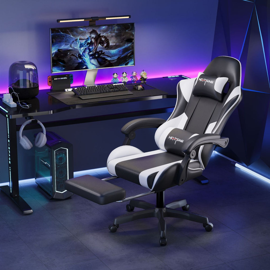 Silla ergonómica para juegos giratoria de cuero PU