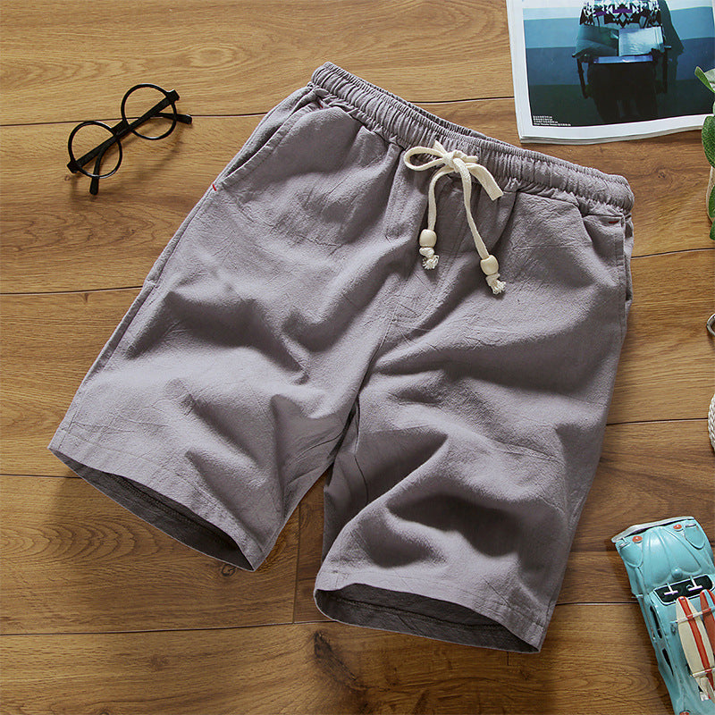 Cotton Linen Shorts with Beaded Design