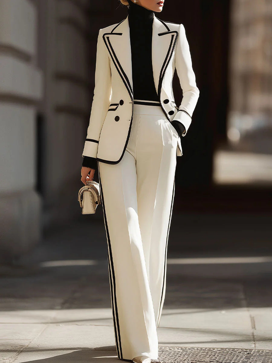 Conjunto de chaqueta y pantalón cruzado