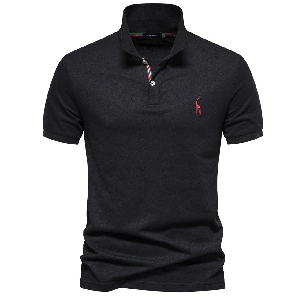 Camiseta básica de algodón con estampado de ciervo de color sólido para hombre