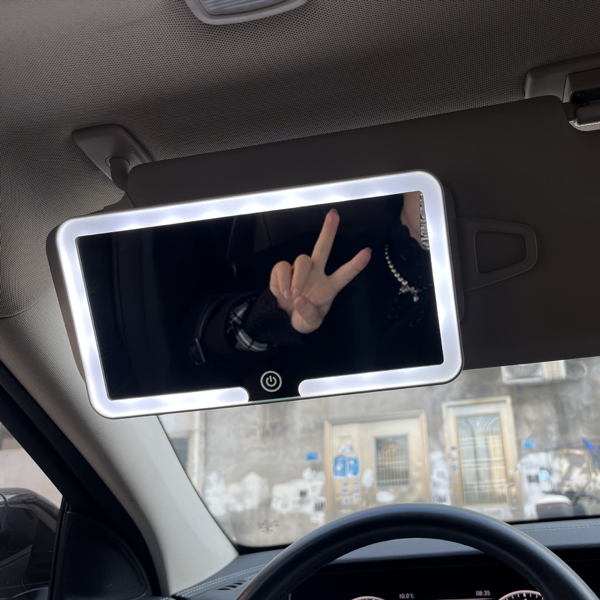 Espejo de tocador LED ajustable para coche con clip de visera solar