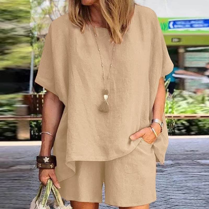 Conjunto de camisa y pantalones cortos casuales para mujer