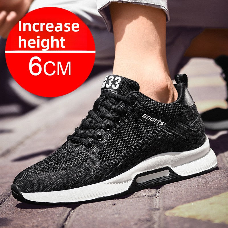 Zapatos deportivos casuales de malla transpirable que aumentan la altura