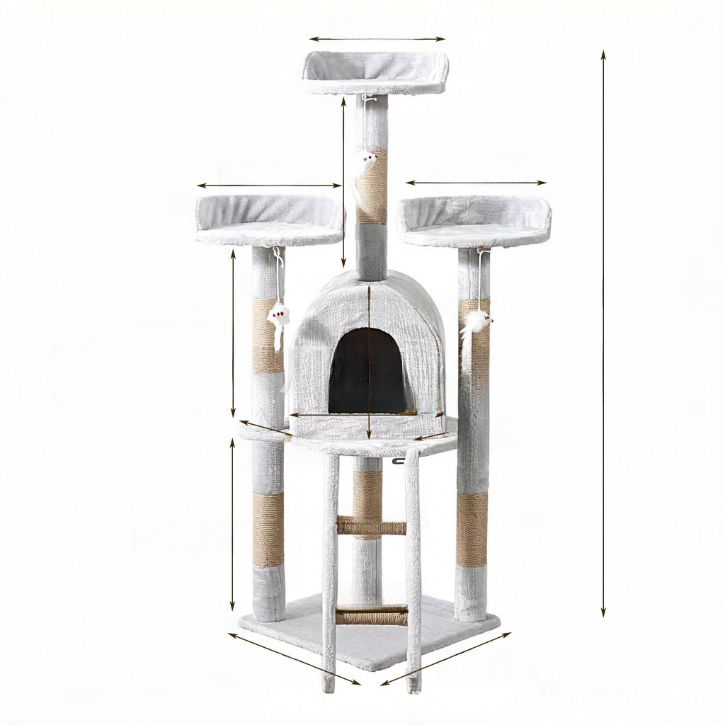Torre de escalada multifuncional para gatos y cama para gatos