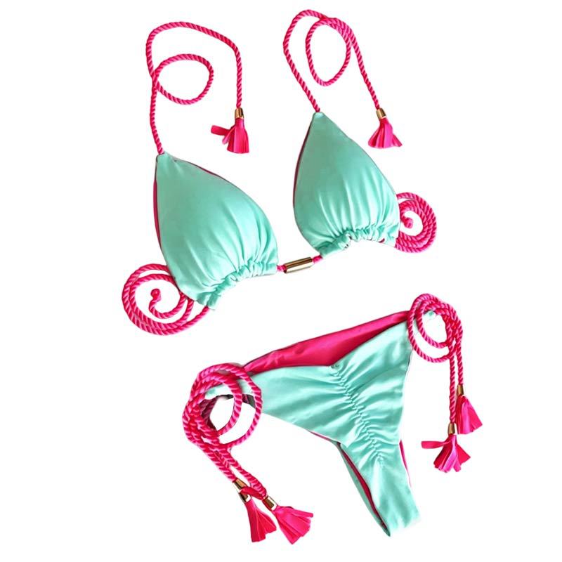 New Sexy Vacation Bikini, Hot Spring Two-Piece Solid Color Swimsuit