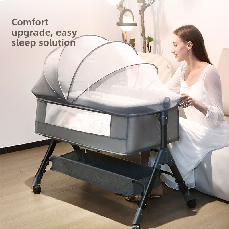 Cuna portátil de altura ajustable con mosquitera