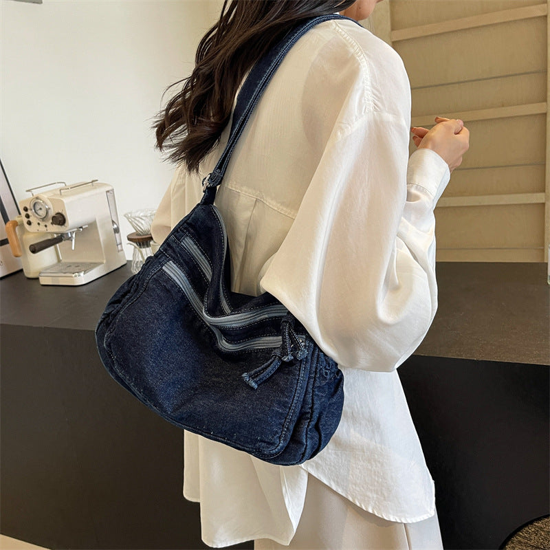 Casual Denim Tote Crossbody Bag