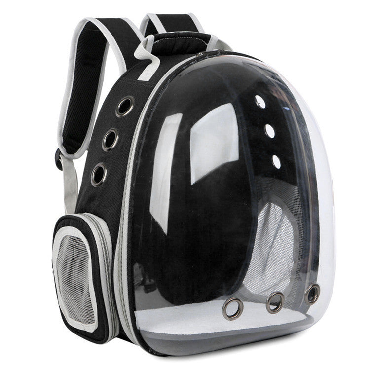 Mochila portátil transparente para mascotas con puerta lateral