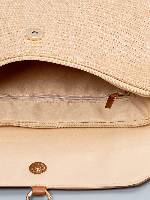 Bolso de hombro de paja tejido con borla