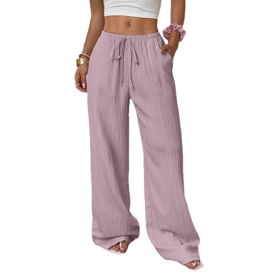 Pantalones casuales para mujer con bolsillos diagonales
