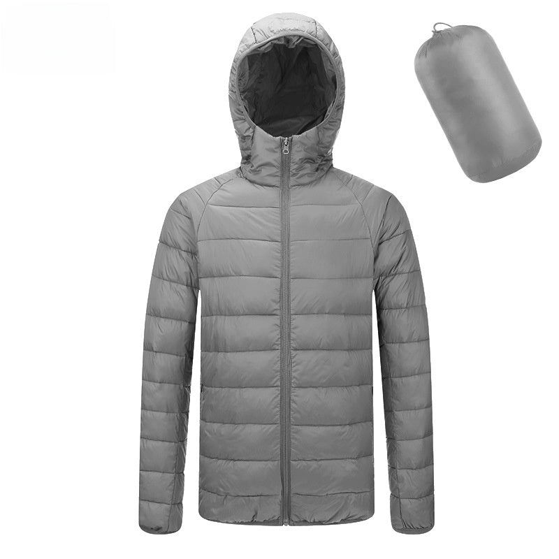 Chaqueta acolchada de algodón con cuello alto y capucha para hombre
