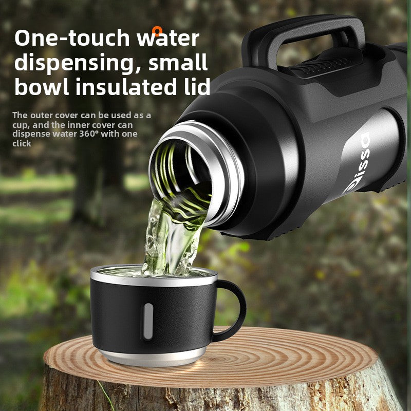 Taza de viaje aislada de acero inoxidable con correa