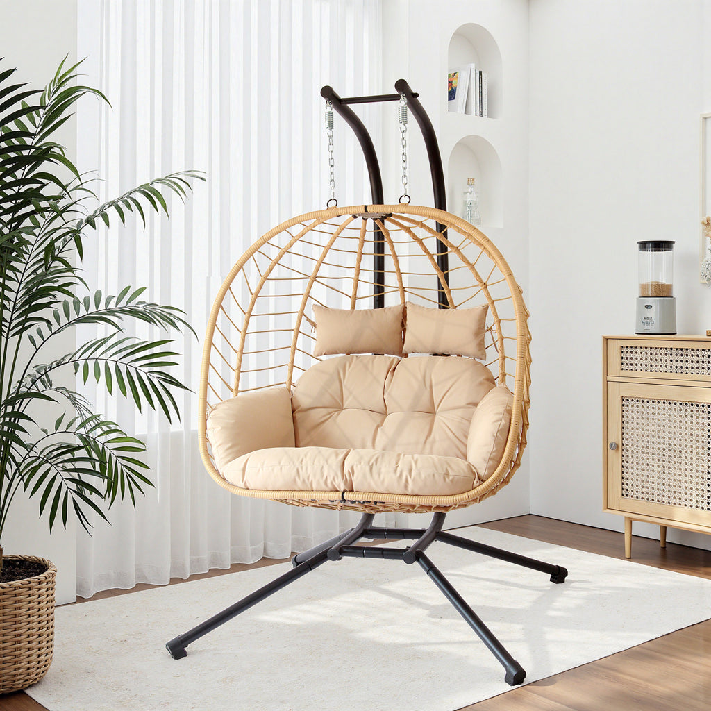 Silla colgante de mimbre