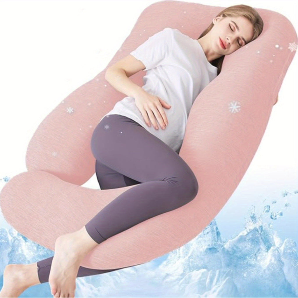 Almohada corporal en forma de U de franela para mujeres embarazadas de cuerpo completo