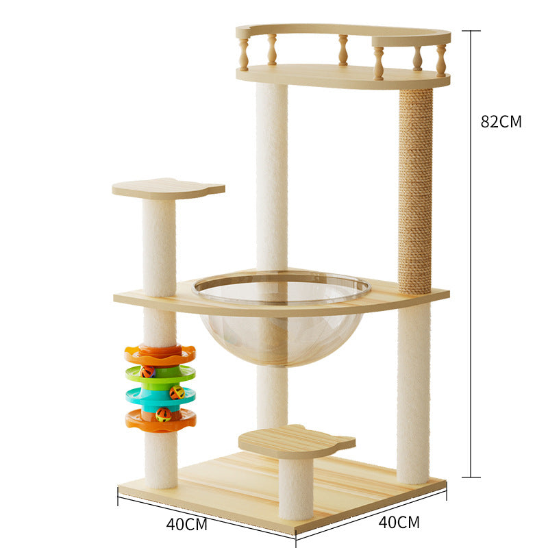 Torre para gatos con postes rascadores y cama