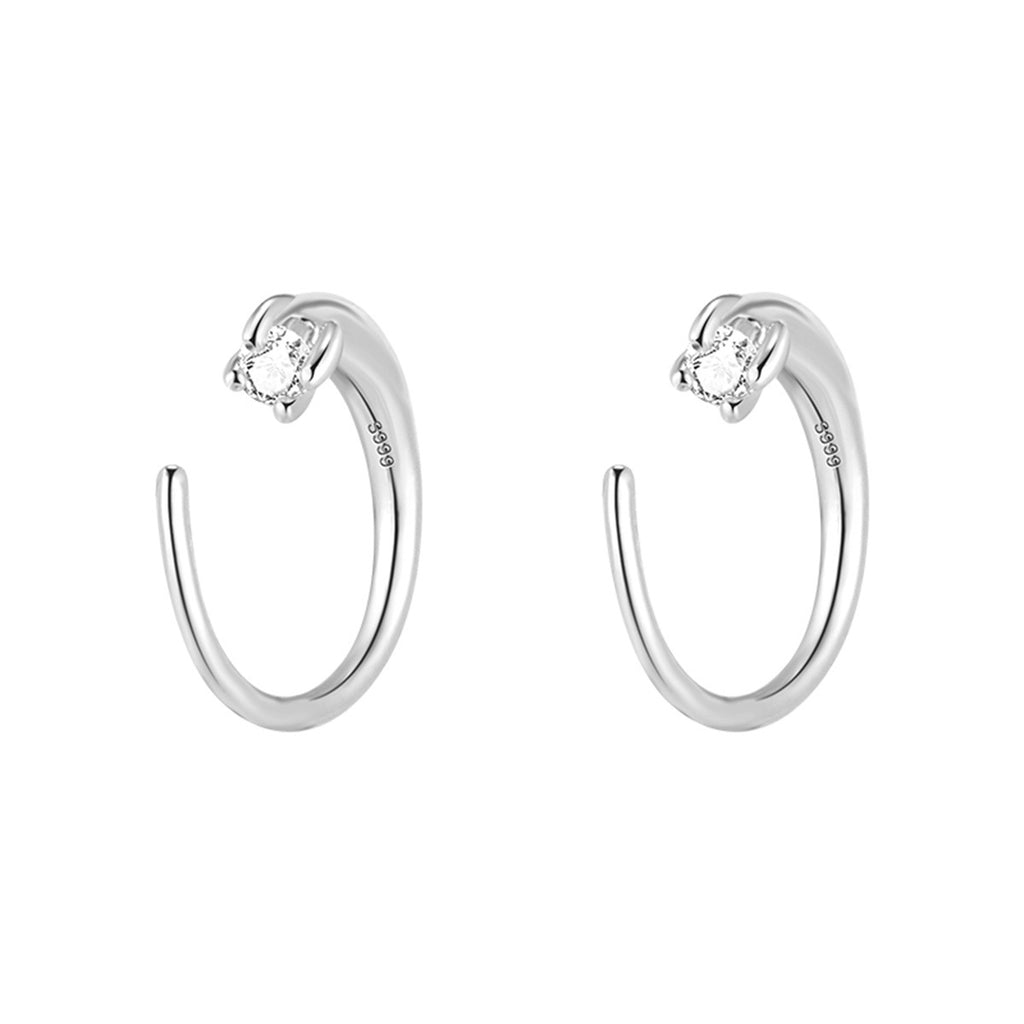 Pendientes geométricos de plata de ley de circón