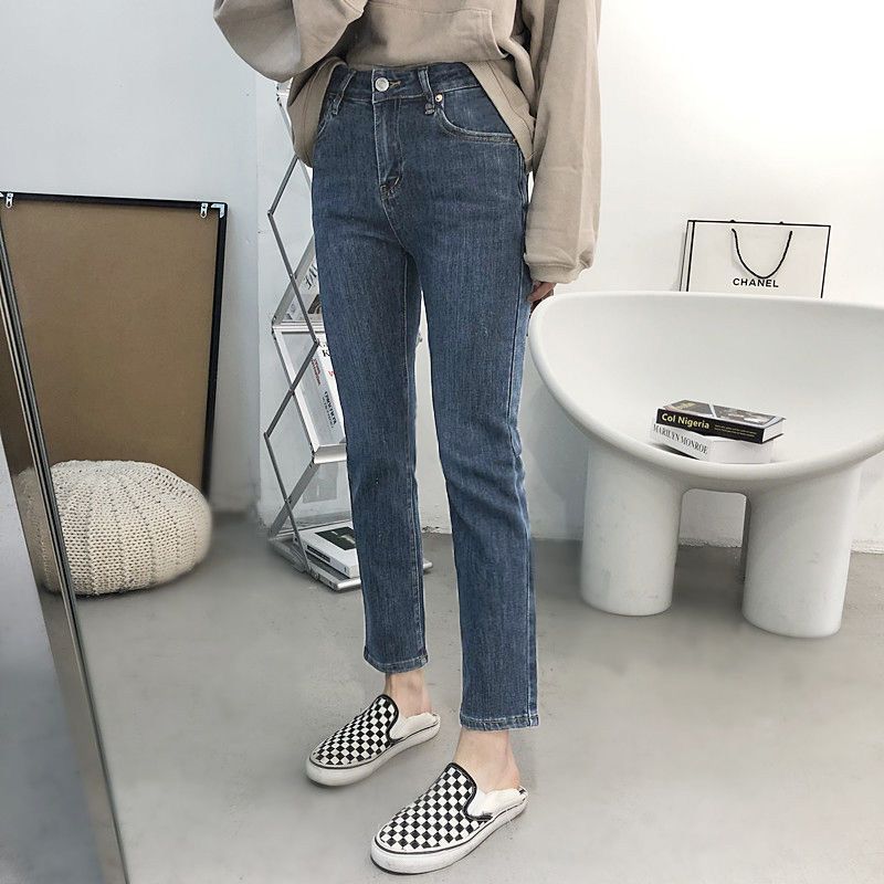 Pantalones de algodón de pierna recta de cintura alta para mujer