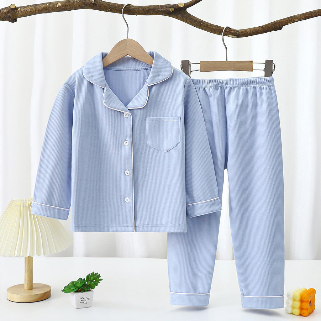 Conjunto de pijama de solapa de manga larga para niños
