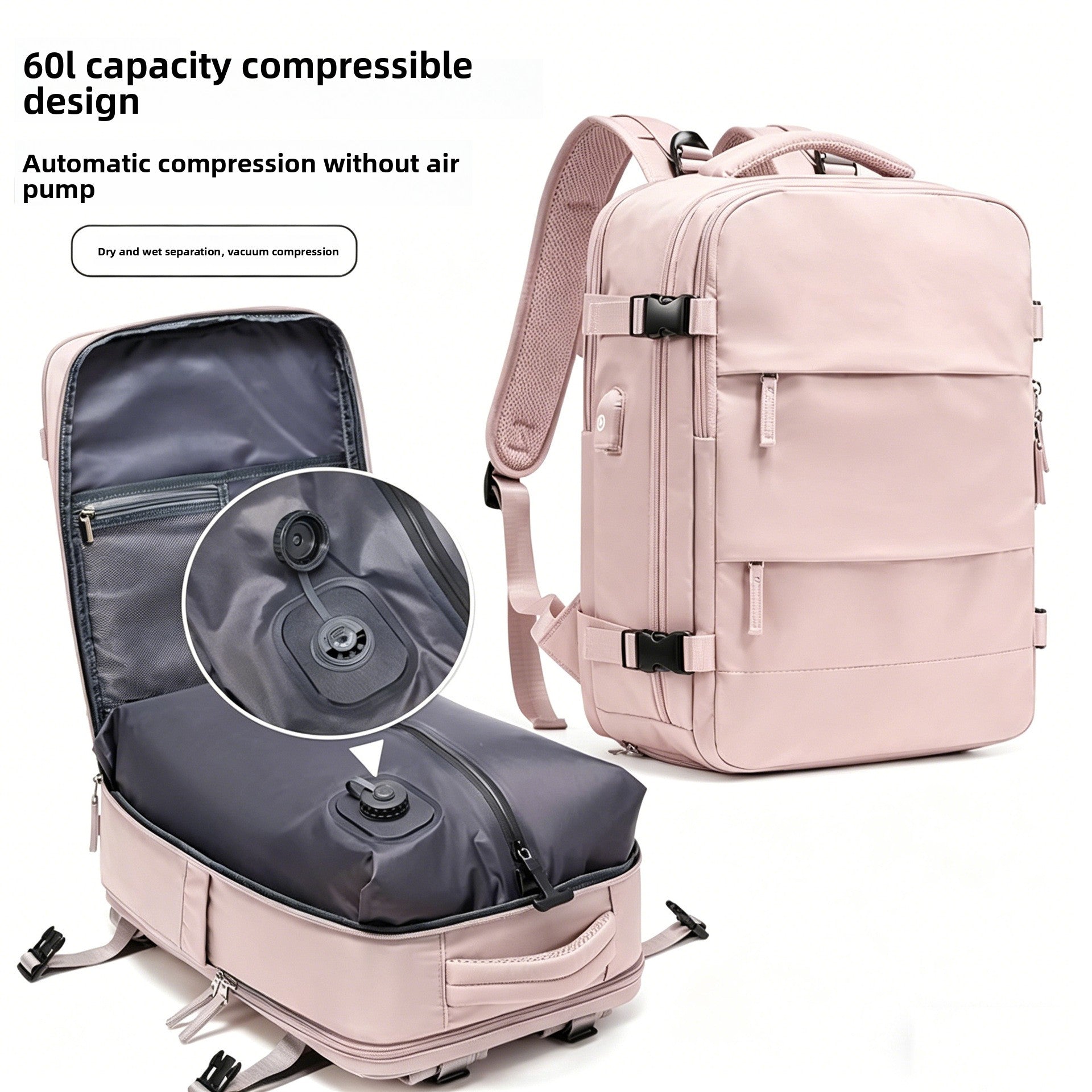 Automatic Vacuum Compression Multifunctional Travel Backpack