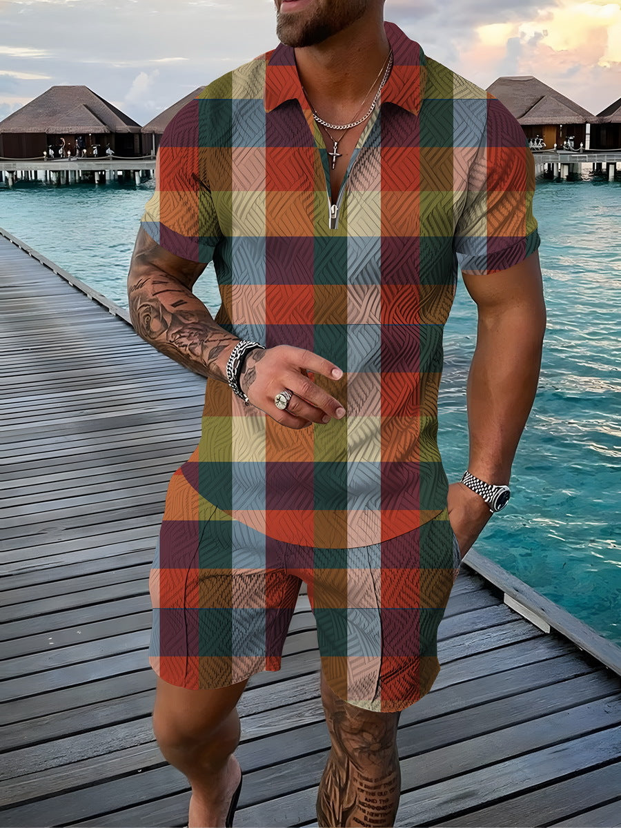 Casual Short Sleeve Shirt and Pants Set