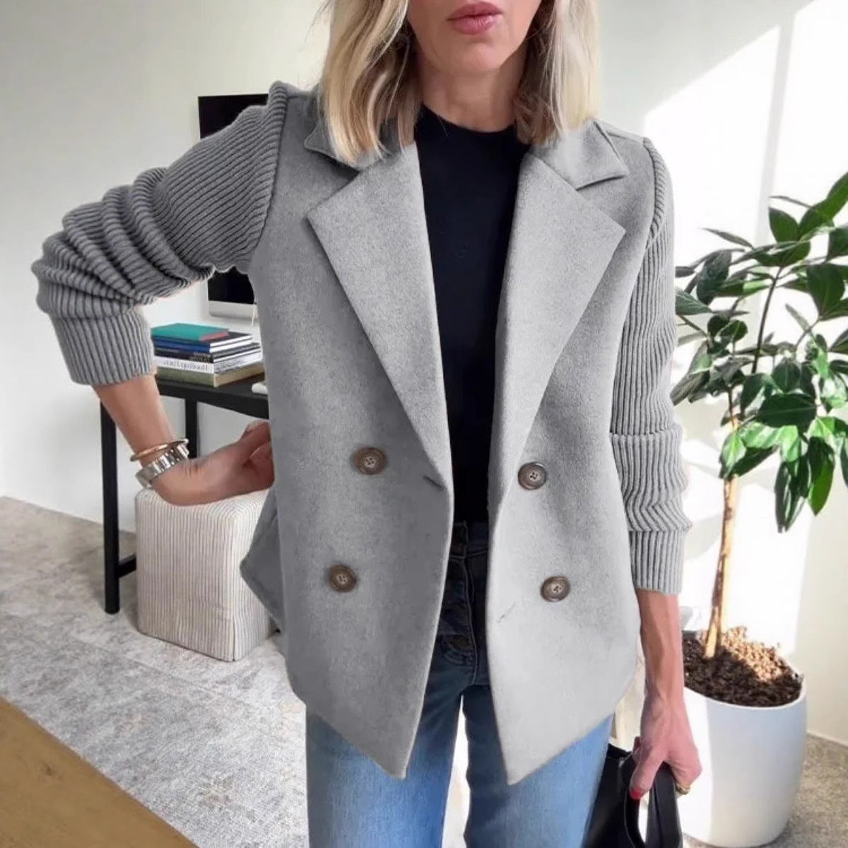 Chaqueta de mezcla de lana para mujer
