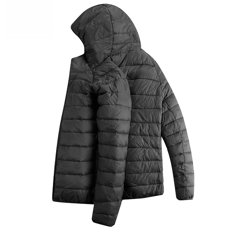 Chaqueta acolchada de algodón con cuello alto y capucha para hombre