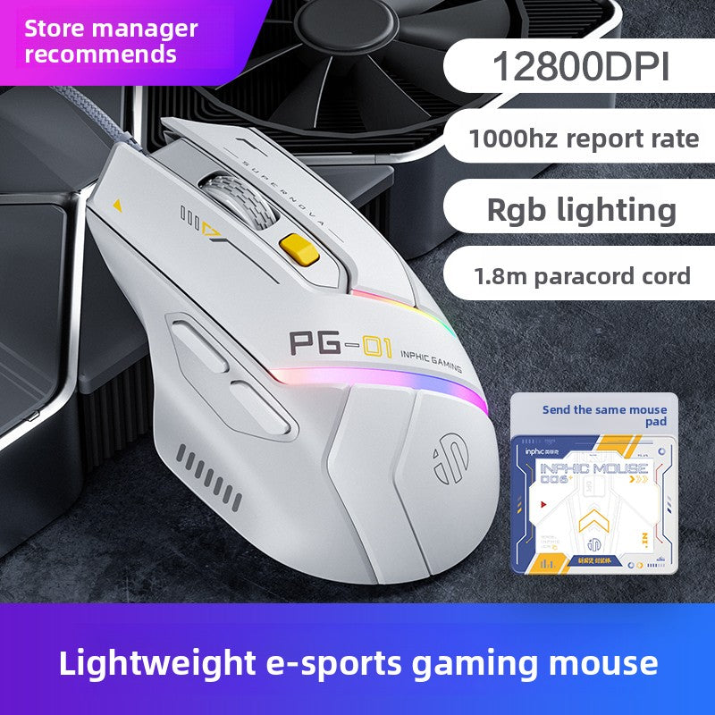 Ratón para juegos con cable Inphic PG1 con iluminación RGB