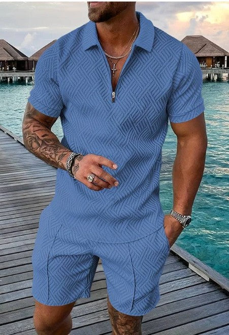 Conjunto de camisa y pantalones cortos de manga corta para hombre