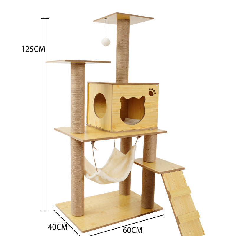Torre para gatos con postes rascadores y cama